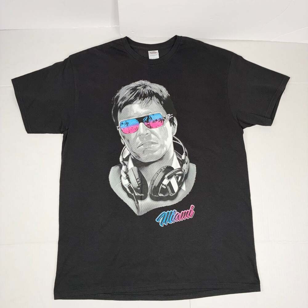 Scarface Al Pacino Tony Montana Miami Sunglasses T-Shirt Black Delta Pro L
